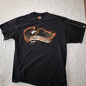 Hanes Harley Davidson T Shirt Mens Size L Black Crew Neck Short Sleeve Cotton